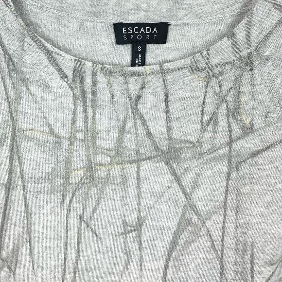 Vintage Escada Sport Short Sleeve Sweater 90s Belt Abstract Gray Size Small - Picture 9 of 14